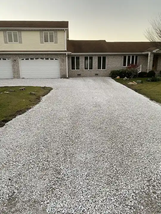 Stone And Gravel Stone Driveway At A Rancher Federalsburg Md