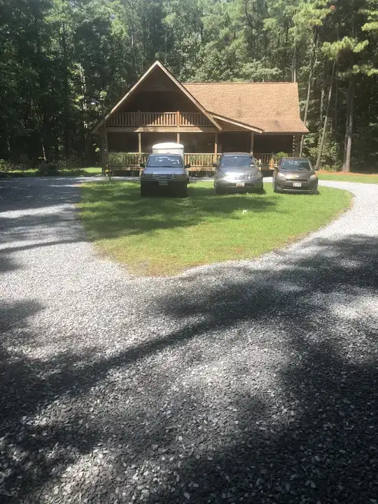 Stone And Gravel Stone Parking Area At Log Home Federalsburg Md
