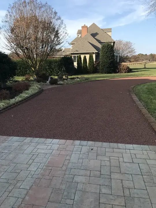 Tar And Chip Red Stone Drive With Paver Border Federalsburg Md